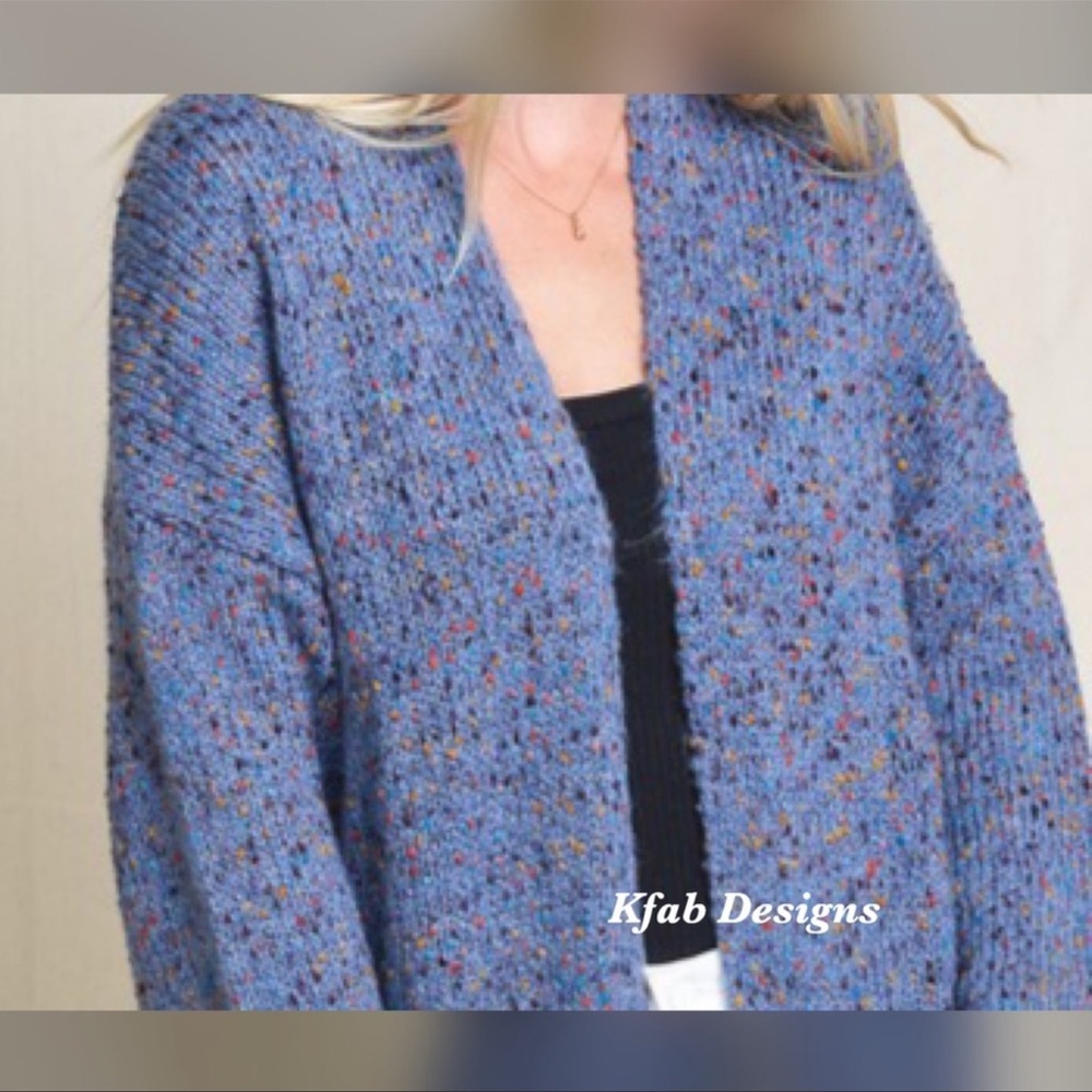 Plush Midi Length Speckled Knit Cardigan - Picture 6 of 6